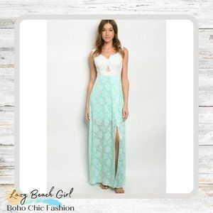 ONLY 2 LEFT! Mint Lace Maxi Dress